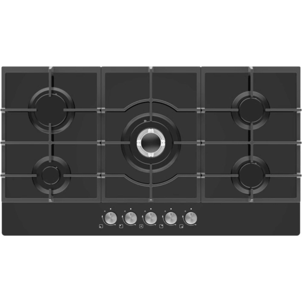כיריים גז 5 להבות 90 ס"מ פרימיום Electra ELGQ90D27 - גימור זכוכית שחורה - K.B.V
