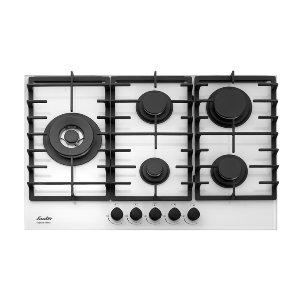 כיריים גז 5 להבות זכוכית לבנה סאוטר SHG757W Sauter - אחריות - יבואן רשמי