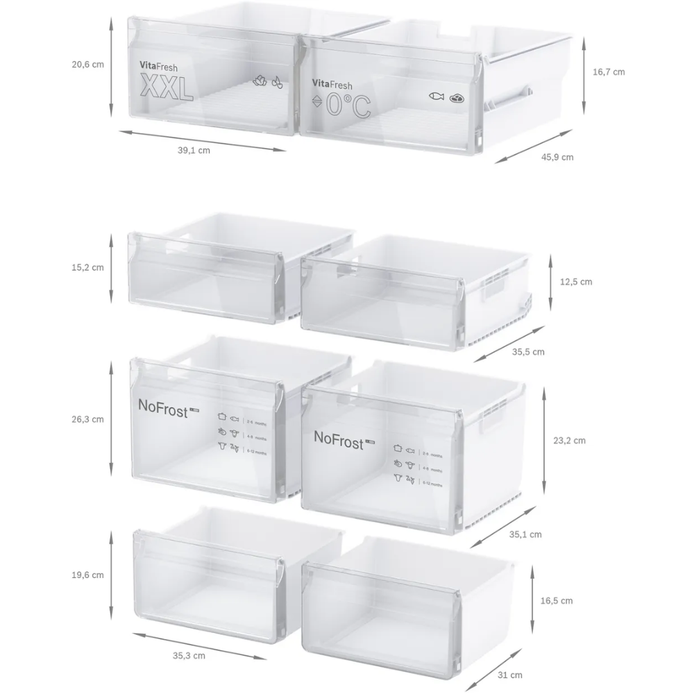 מקרר מקפיא תחתון 4 דלתות BOSCH בוש KFN96VPEA - יבואן רשמי