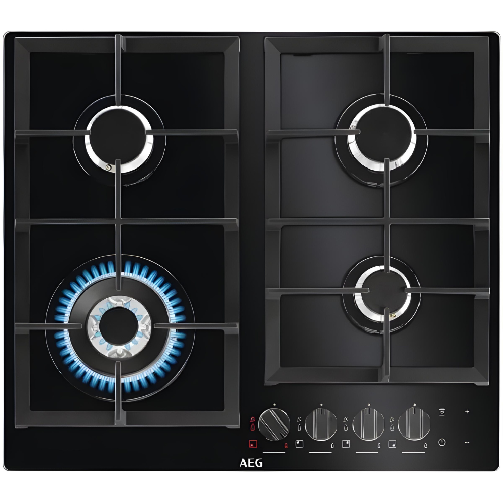 כיריים גז זכוכית 4 להבות 60 ס"מ HKB64550NB אאג AEG שחור - יבואן רשמי