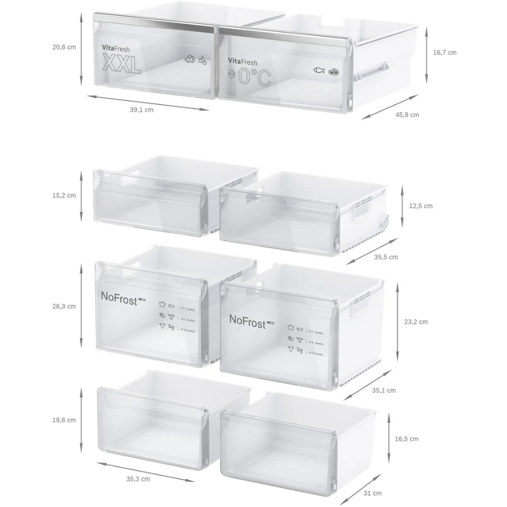 מקרר 4 דלתות 605 ליטר דגם BOSCH KFN96AXEA בוש נירוסטה שחורה - יבואן רשמי