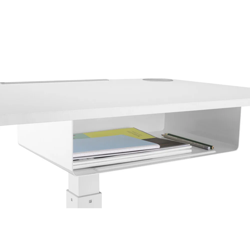 שולחן נייד מתכוונן בגובה עם מדף להנחת פריטים Lumi Legend / Brateck FWS07-04 White - יבואן רשמי