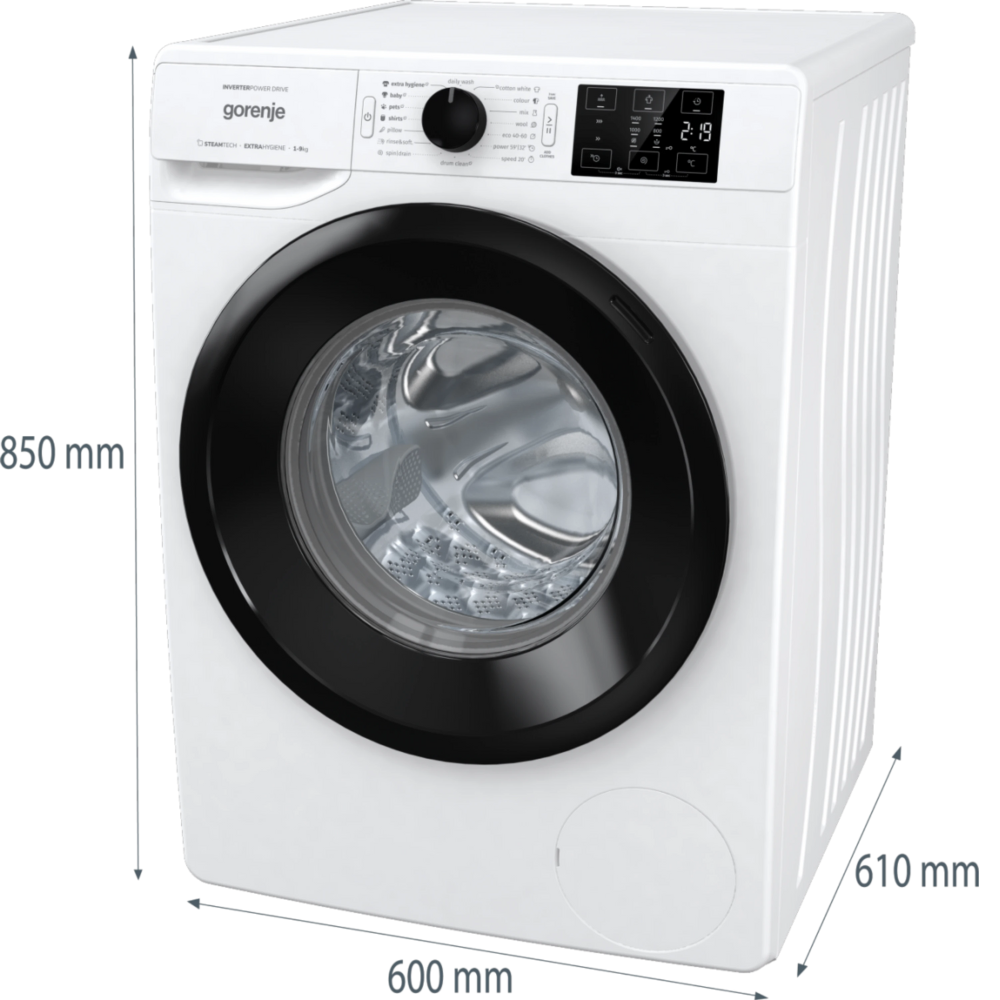 מכונת כביסה פתח חזית 9 ק"ג Gorenje WNEI94AS במהירות 1400 סל"ד - צבע לבן - יבואן רשמי