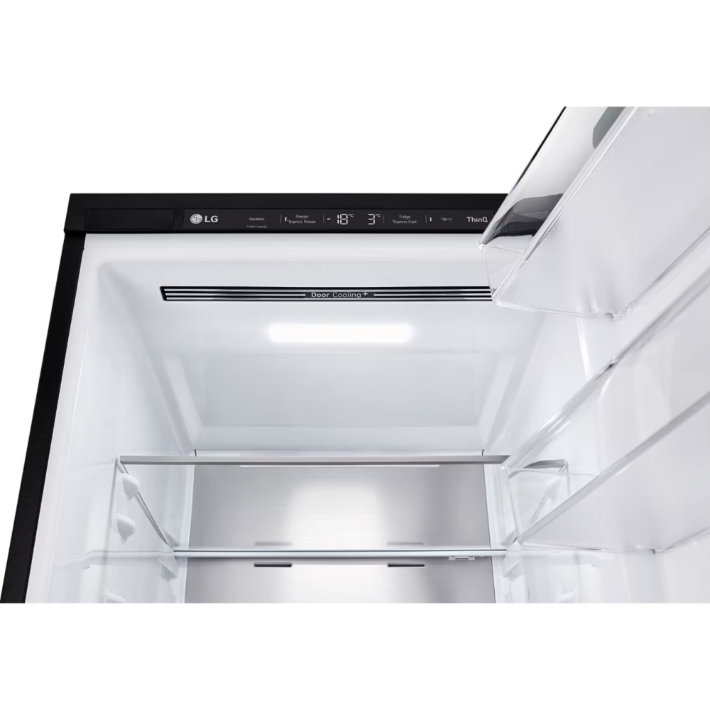 מקרר מקפיא תחתון 344 ליטר LG GR-B374BG עם התקן שבת מובנה - גימור זכוכית שחורה - יבואן רשמי