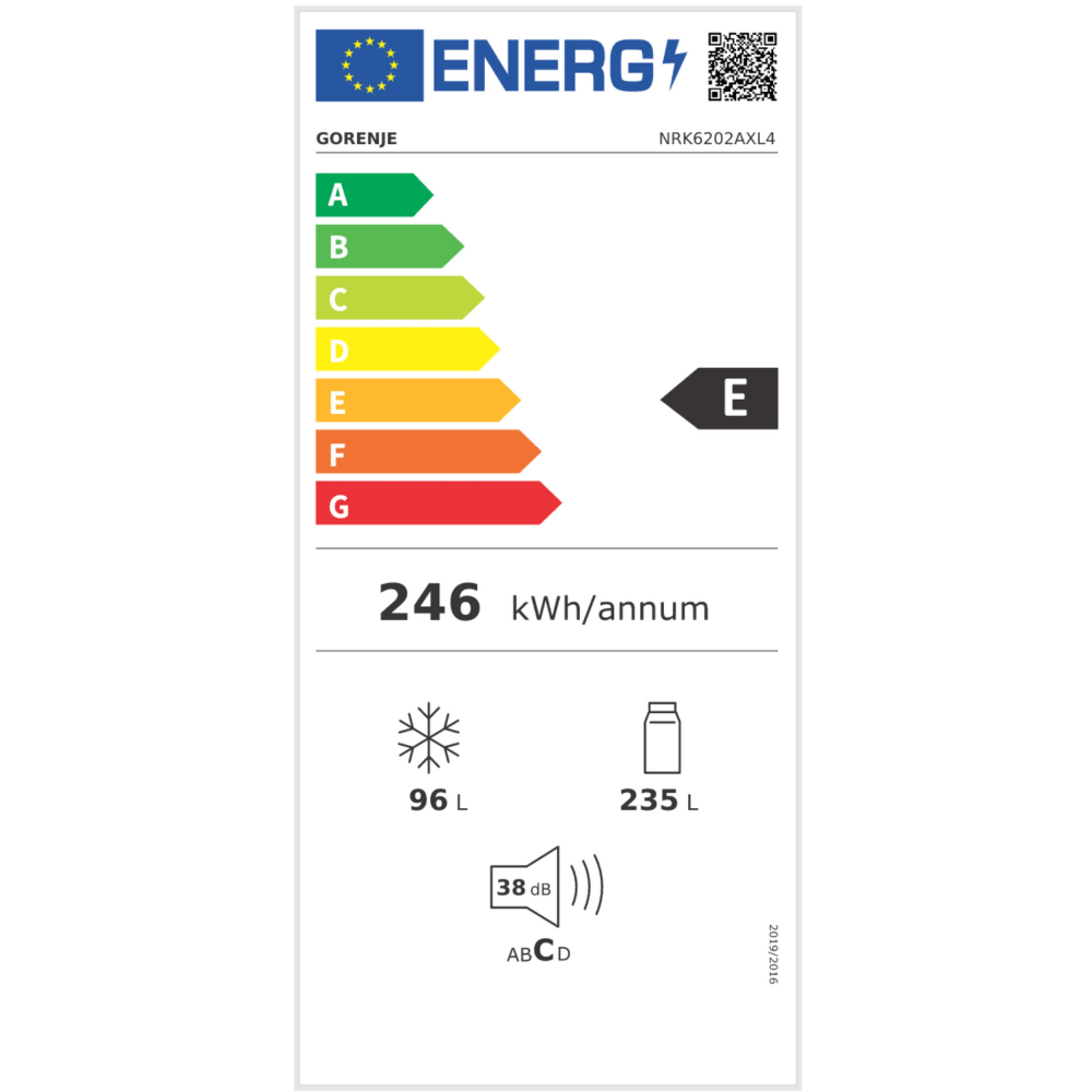 מקרר מקפיא תחתון 353 ליטר Gorenje NRK6202AXL4 - גימור נירוסטה - K.B.V