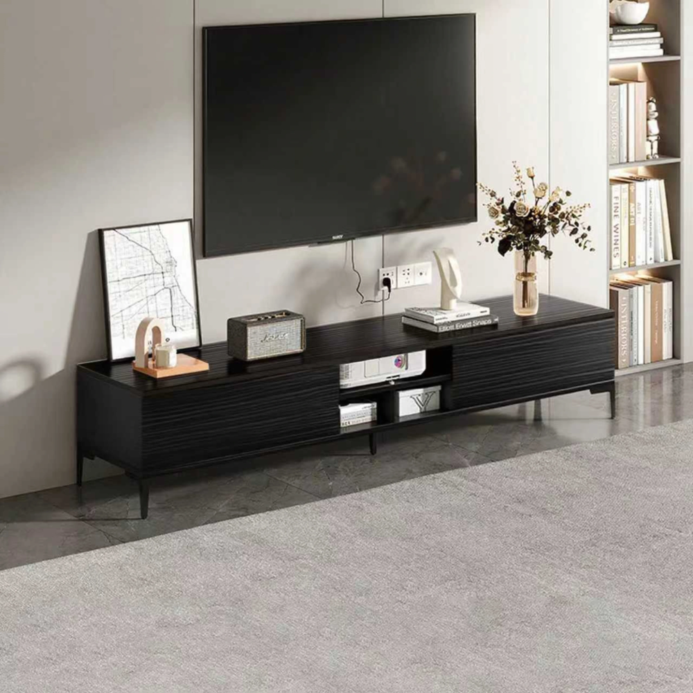 מזנון סלון 120 סמ כולל תאים סגורים ומדפים דגם MSH-11-52 מבית ROSSO ITALY שחור - יבואן רשמי