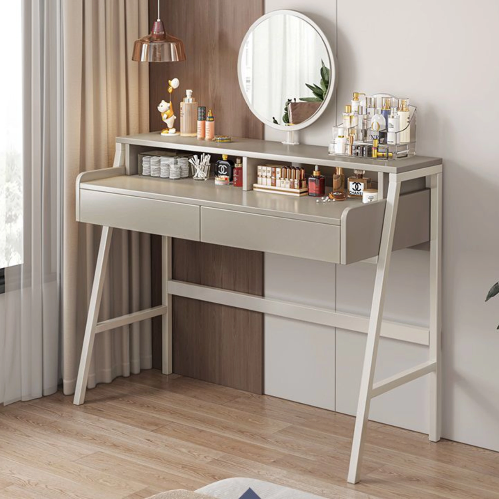 שידת איפור עם מראה כולל תאורת לד רוחב 80 ס"מ Rosso Italy RSM-2080 - צבע אפור ולבן - יבואן רשמי