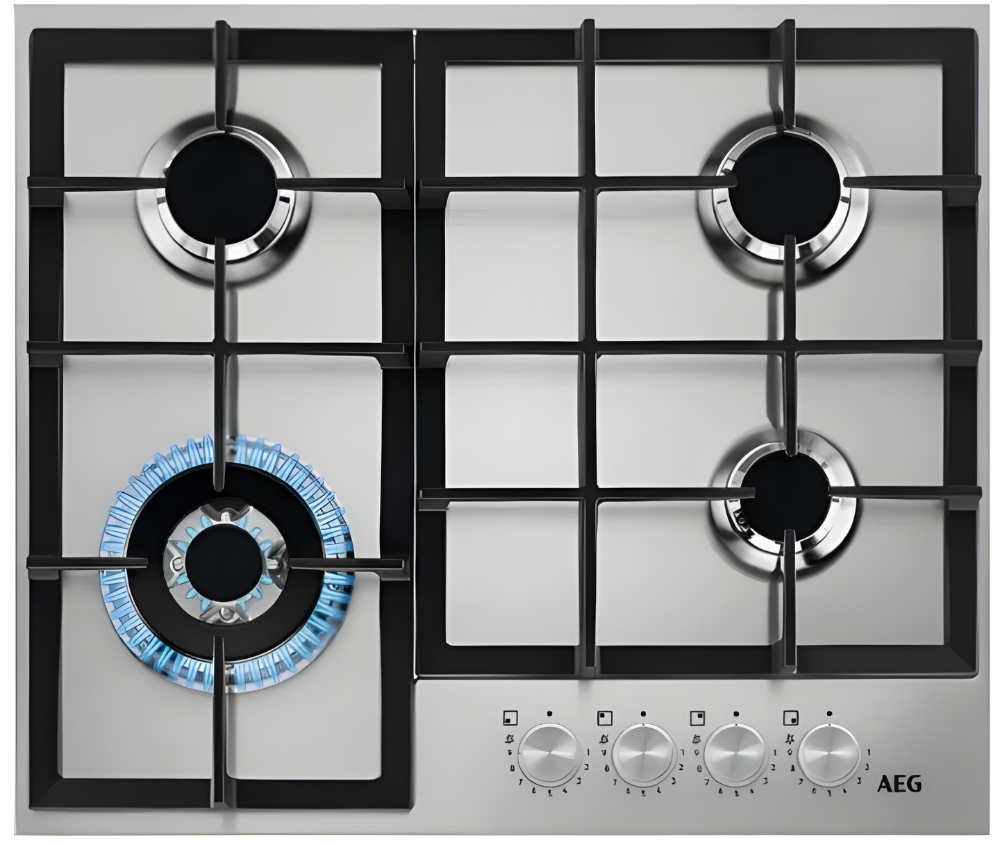 כיריים גז 4 להבות 60 ס"מ Step Power דגם AEG HGB64320SM נירוסטה מוברשת - יבואן רשמי