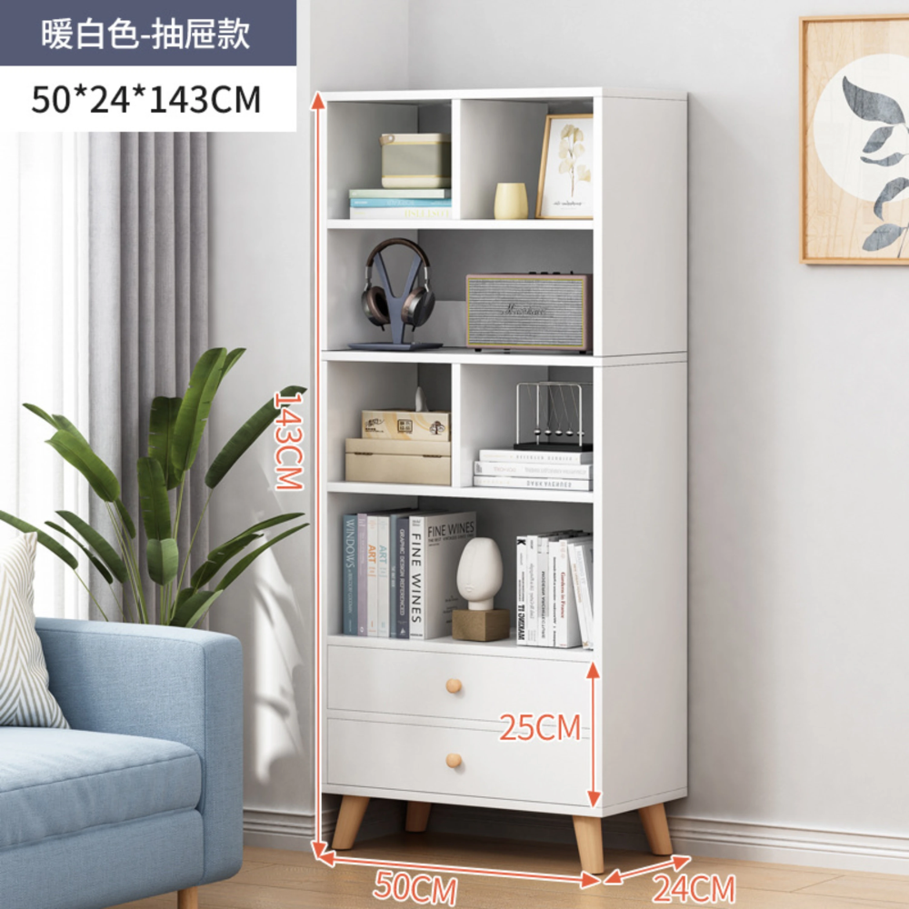 ספריה עם מגירות דגם MSH-10-50 צבע לבן ROSSO ITALY - יבואן רשמי