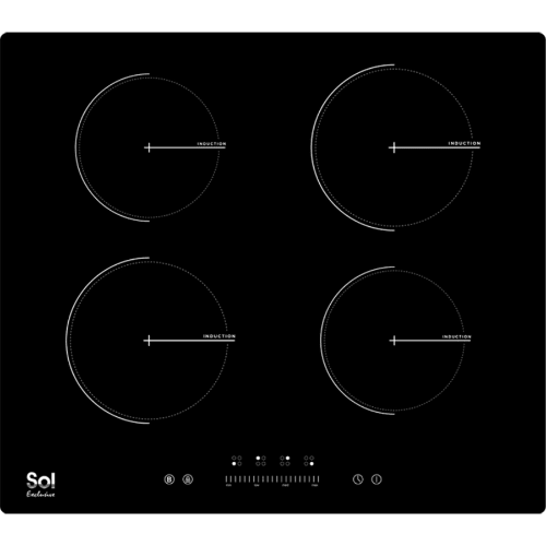 כיריים אינדוקציה 4 מוקדי בישול Sol FQ6IND-487 - חד פאזי - גימור שחור - K.B.V