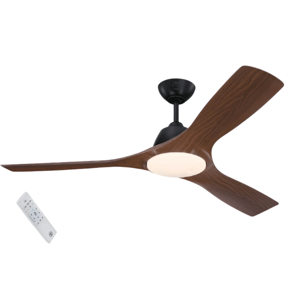 מאוורר תקרה ותאורה פנים/ חוץ עם שלט Westinghouse jessica 52" 24W - צבע שחור בשילוב מהגוני - K.B.V