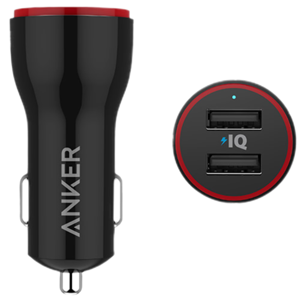 מטען רכב Anker PowerDrive 24W - צבע שחור אחריות לשנה ע"י - יבואן רשמי