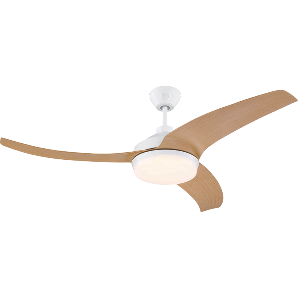 מאוורר תקרה עם שלט Westinghouse Valeria 52" LED CC 36W - צבע לבן בשילוב עץ שנתיים אחריות ע"י - יבואן הרשמי