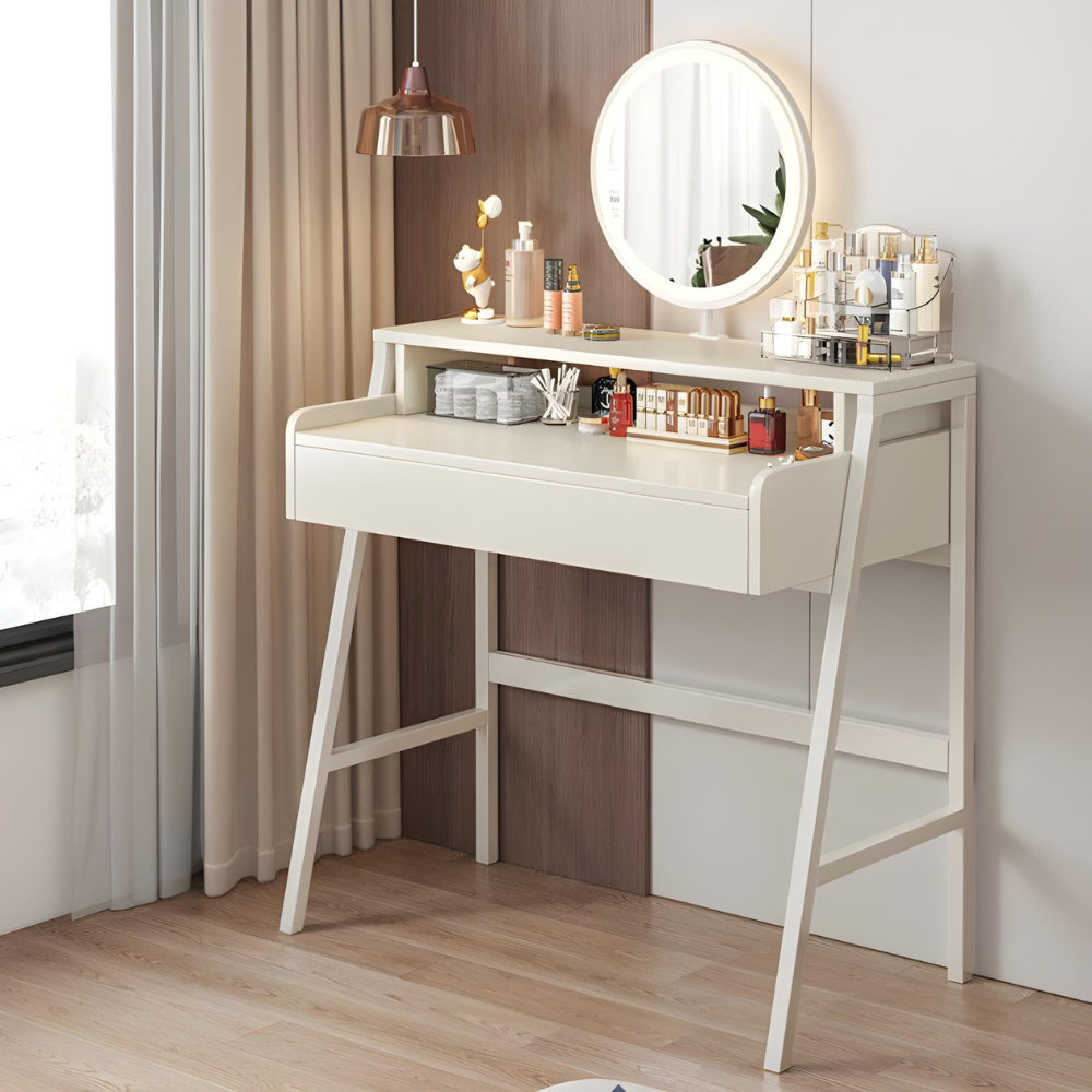 שידת איפור עם מראה כולל תאורת לד רוחב 60 ס"מ Rosso Italy RSM-2079 - צבע לבן - יבואן רשמי