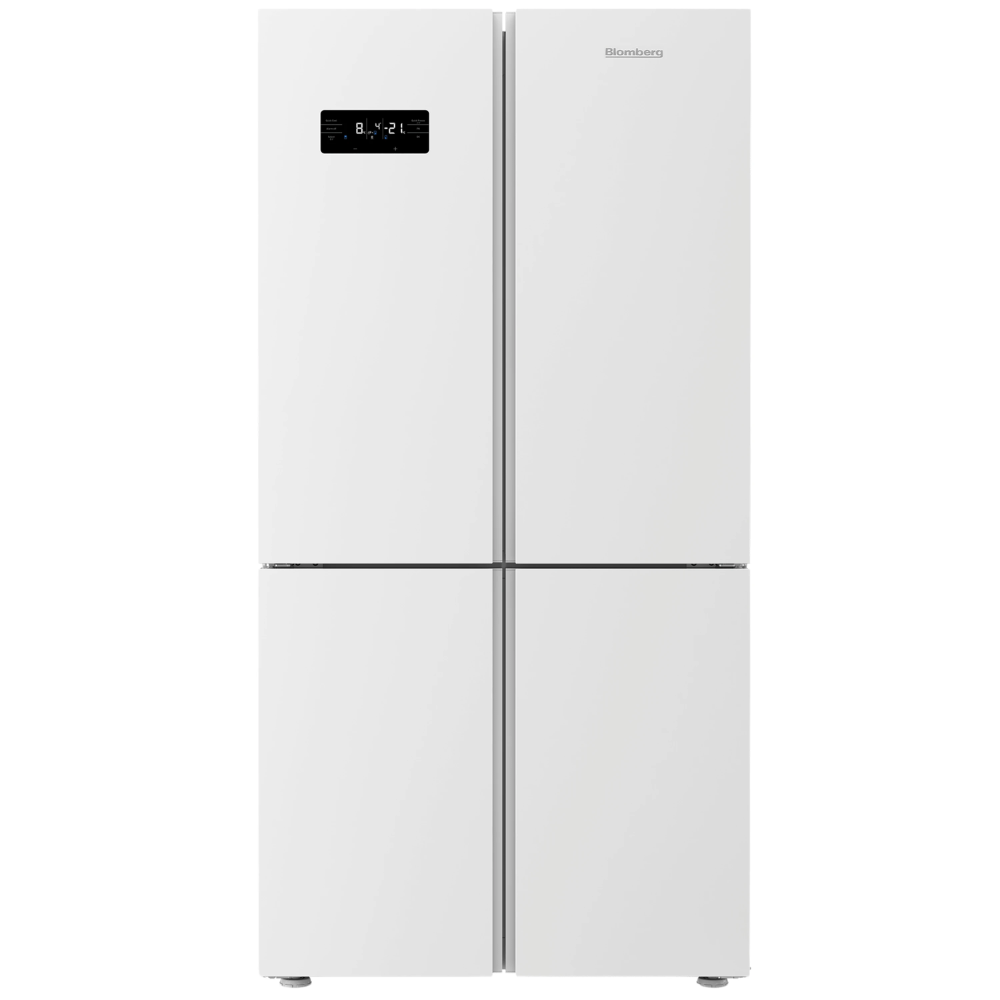 Blomberg מקרר 4 דלתות Blomberg KQD162EGW כולל התקן שבת ומייצר קרח - גימור זכוכית לבנה - יבואן רשמי
