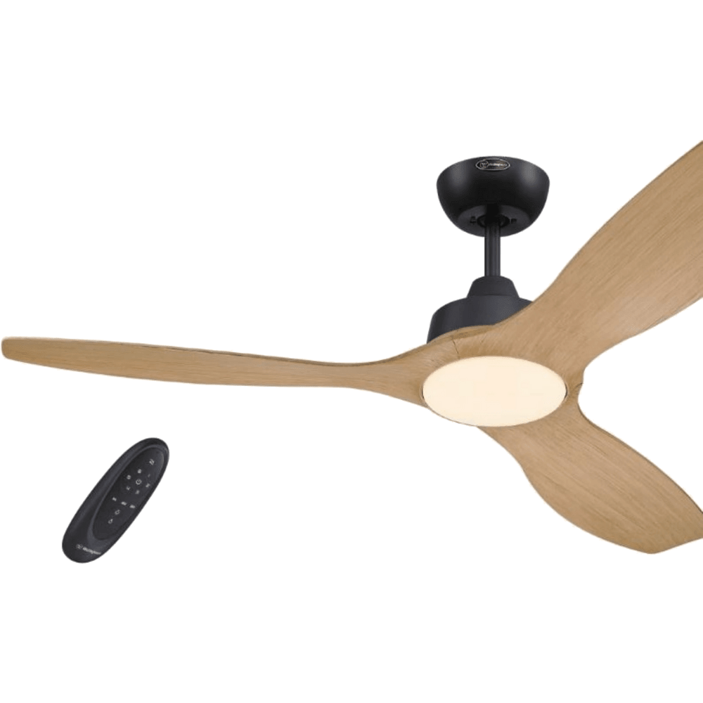 מאוורר תקרה עם שלט Westinghouse Montana 52" CCT DC 24W - צבע שחור בשילוב עץ - K.B.V
