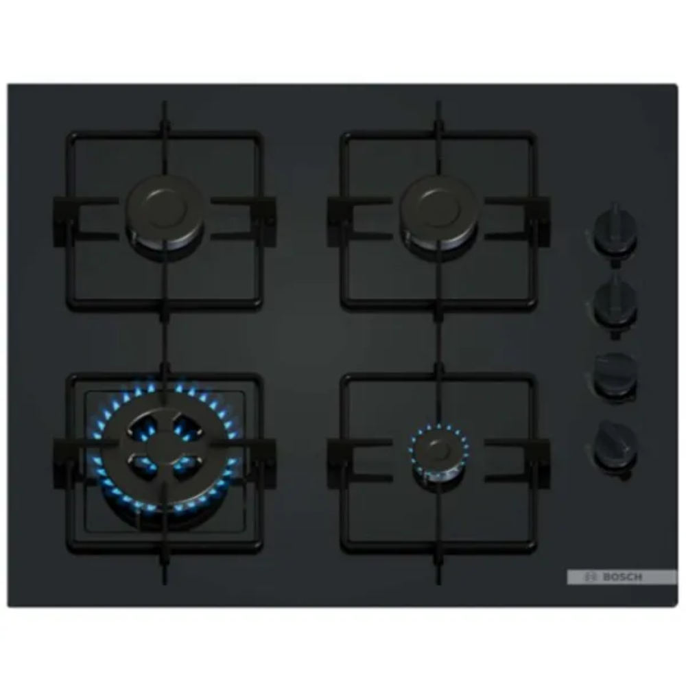 כיריים גז 4 להבות 60 ס"מ דגם POH6B6K30Y בוש BOSCH זכוכית שחורה - יבואן רשמי
