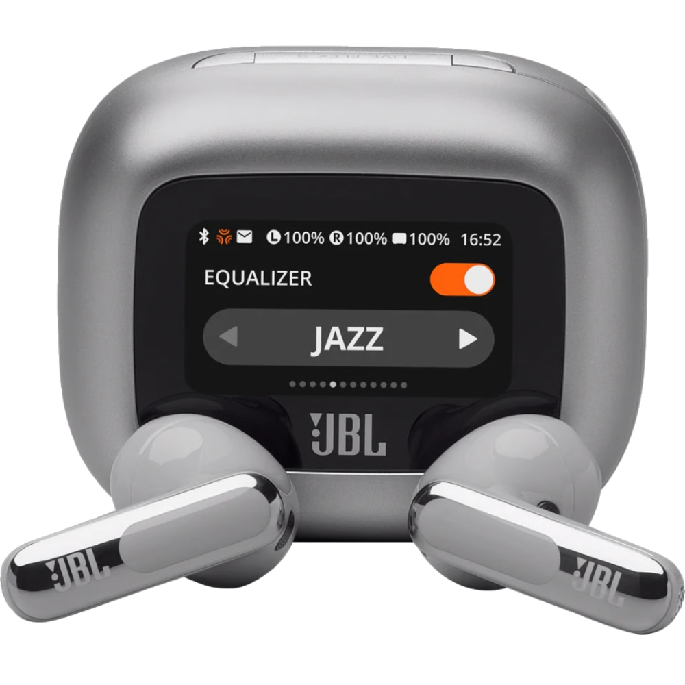 אוזניות אלחוטיות עם מארז טעינה חכם JBL Live Flex 3 TWS ANC IP54 - צבע כסף שנה אחריות ע"י - יבואן הרשמי