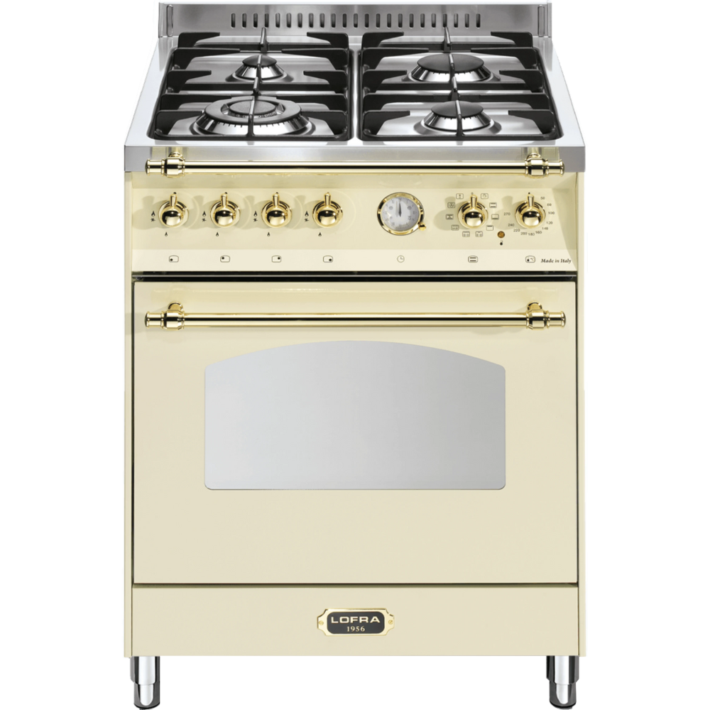 תנור אפייה 60 ס"מ משולב כיריים 4 להבות Lofra RBI66MFT/CI RU תוצרת איטליה - צבע קרם עם פירזול זהב אחריות ע"י היבואן הרשמי