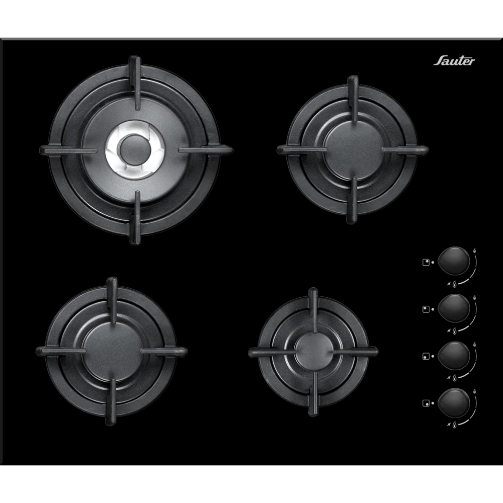 כיריים גז 4 להבות Sauter SHG8010 תוצרת איטליה - גימור זכוכית שחורה אחריות ע"י - יבואן הרשמי