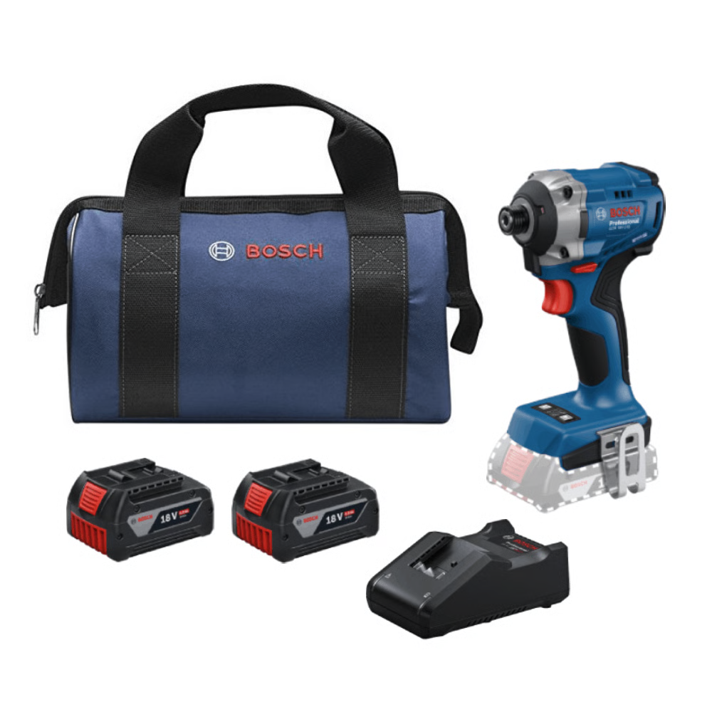 מברגת אימפקט בוש 18 V בראשלס 215 NM עם 2 סוללות 4 AH ומטען