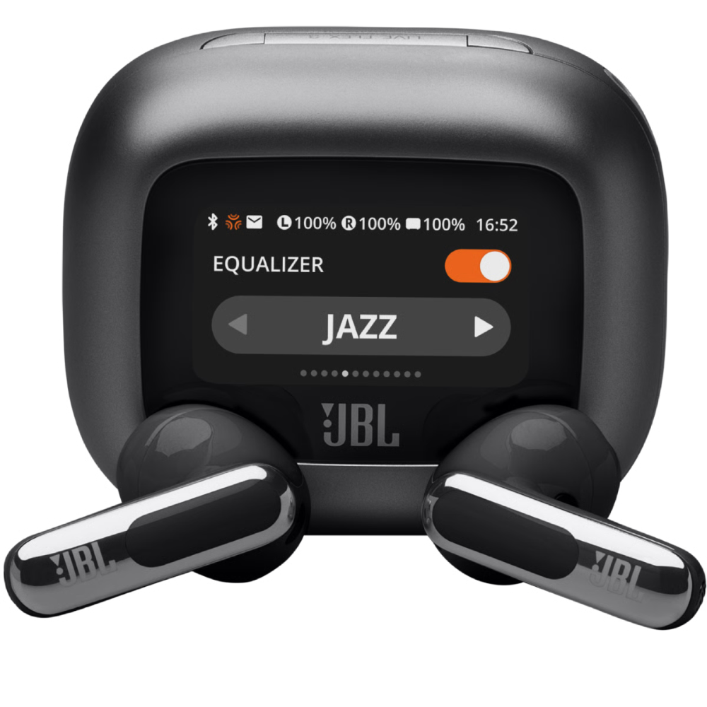 אוזניות אלחוטיות עם מארז טעינה חכם JBL Live Flex 3 TWS ANC IP54 - צבע שחור שנה אחריות ע"י - יבואן הרשמי