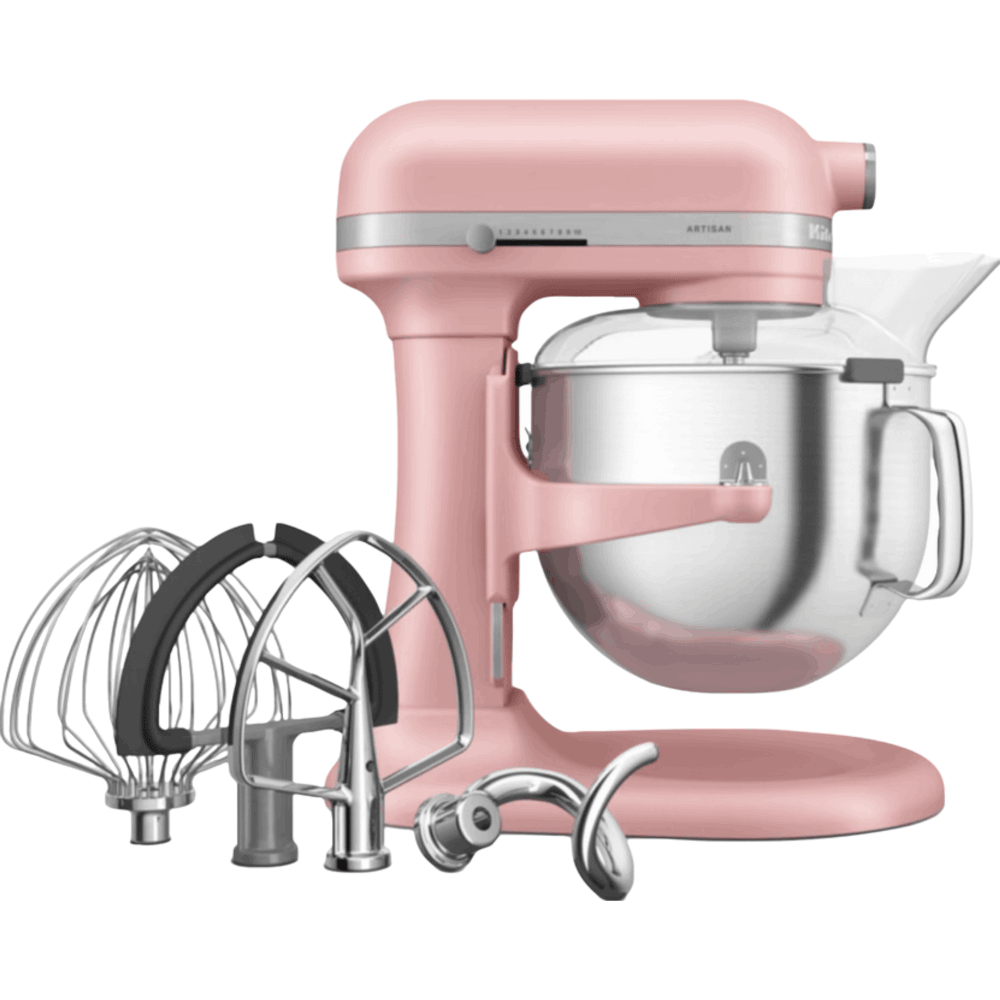 מיקסר עם קערת נירוסטה 6.6 ליטר KitchenAid Plus 5KSM70SHXEDR - צבע ורוד בייבי - K.B.V