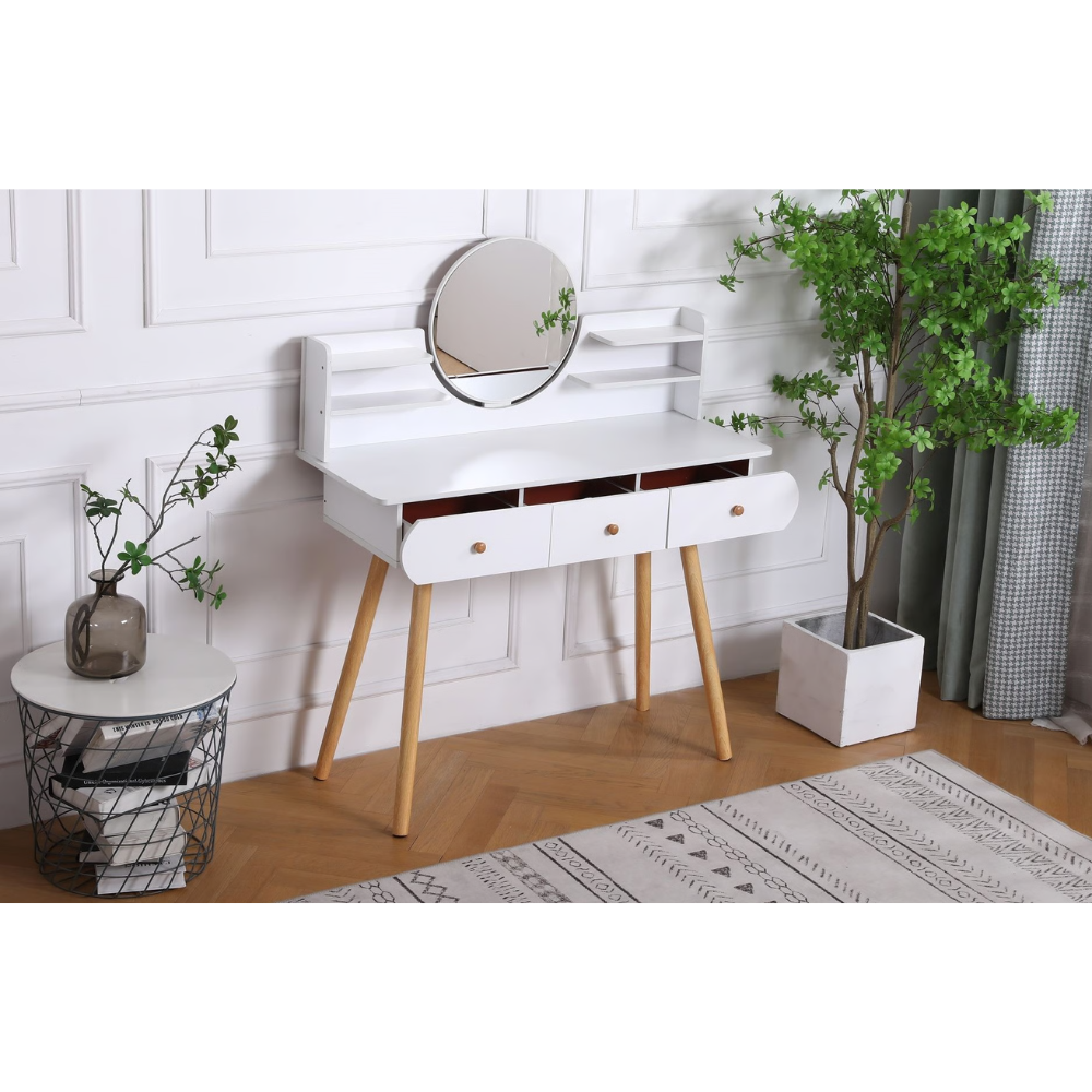 שידת איפור עם מראה דגם MSH-10-30 צבע לבן ROSSO ITALY - יבואן רשמי