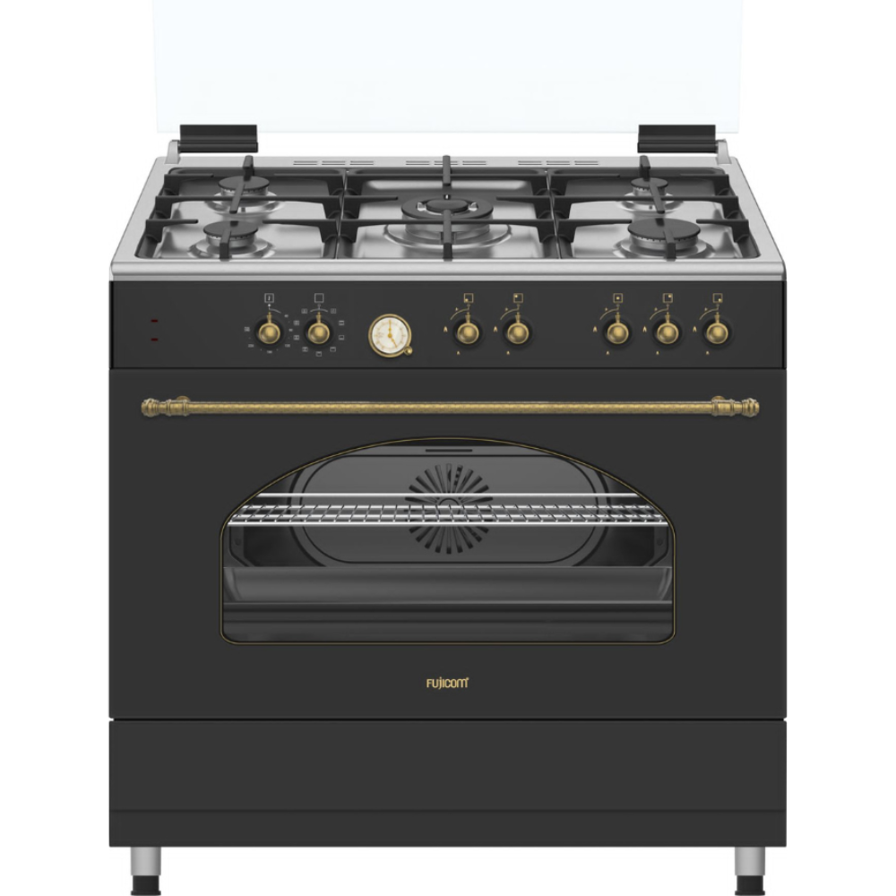 תנור עומד משולב 98 ליטר עיצוב כפרי 90 ס”מ שחור מט Fujicom - יבואן רשמי