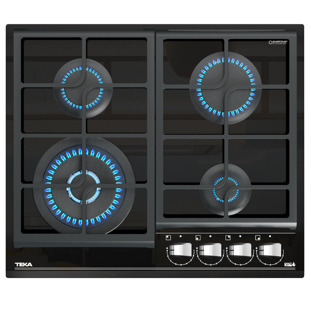 כיריים גז מזכוכית ברוחב 60 ס"מ עם פונקציית ExactFlame TEKA GZC 64320 XB - יבואן רשמי
