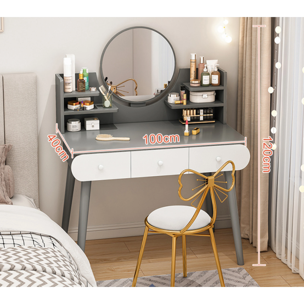 שידת איפור רוחב 100 ס"מ עם מראה דגם MSH-10-30 צבע אפור ROSSO ITALY - יבואן רשמי