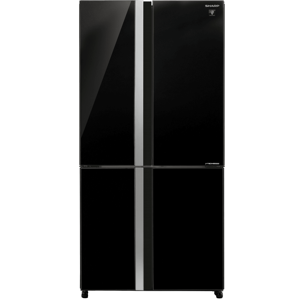 מקרר 4 דלתות מקפיא תחתון 615 ליטר נטו Sharp SJ-8841BK - גימור זכוכית שחורה - K.B.V