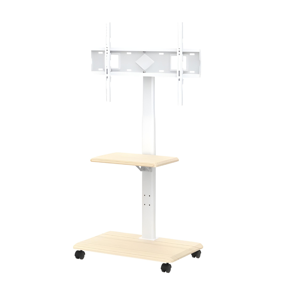 מעמד רצפתי מעוצב עם גלגלים למסכים עד 75″ Audio Line DWD520 White - יבואן רשמי