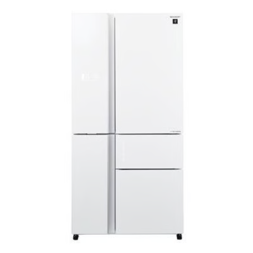 מקרר 5 דלתות מקפיא תחתון 661 ליטר נטו Sharp SJ-R9732 עם התקן שבת מובנה - גימור זכוכית לבנה - יבואן רשמי