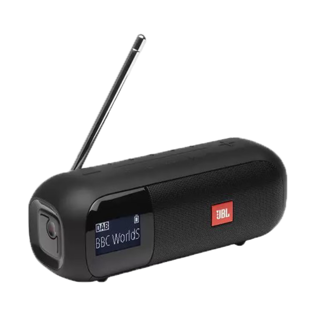 רמקול נייד כולל רדיו JBL Tuner 2 - צבע שחור שנה אחריות ע"י - יבואן הרשמי