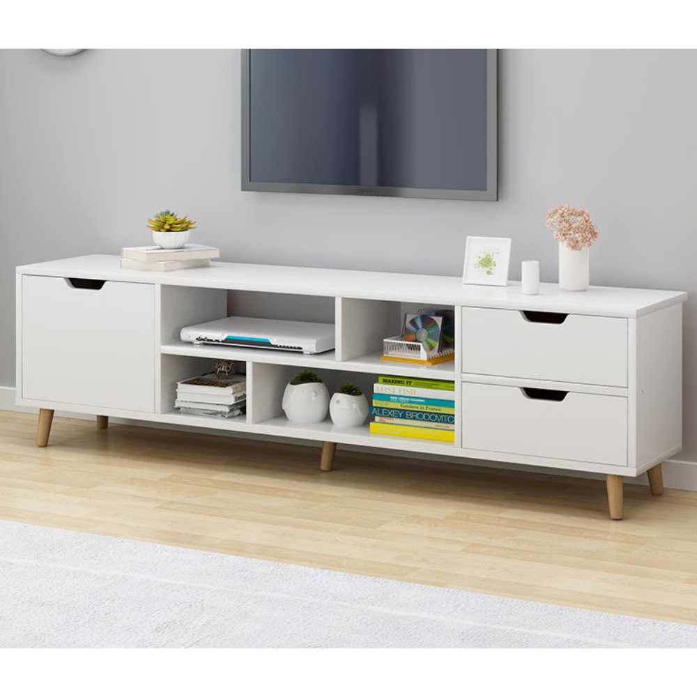 מזנון סלון עם שלושה תאים סגורים 140 ס"מ צבע לבן דגם Rosso Italy MSH-12-4 - יבואן רשמי