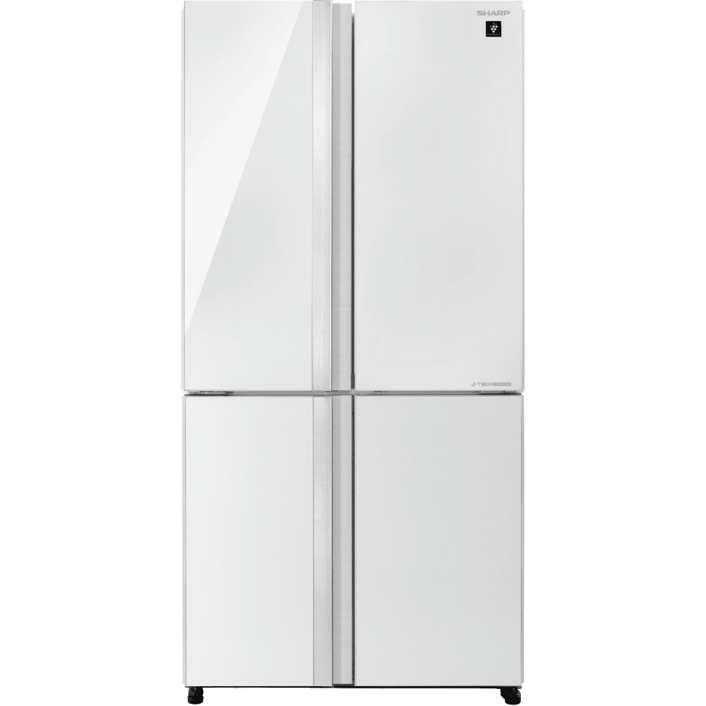 מקרר 4 דלתות מקפיא תחתון 615 ליטר נטו Sharp SJ-8841WH - גימור זכוכית לבנה - K.B.V