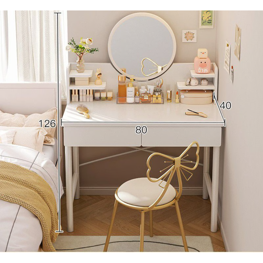 שידת איפור עם מראה רוחב 80 ס"מ דגם RSM-1015 לבן ROSSO ITALY - יבואן רשמי