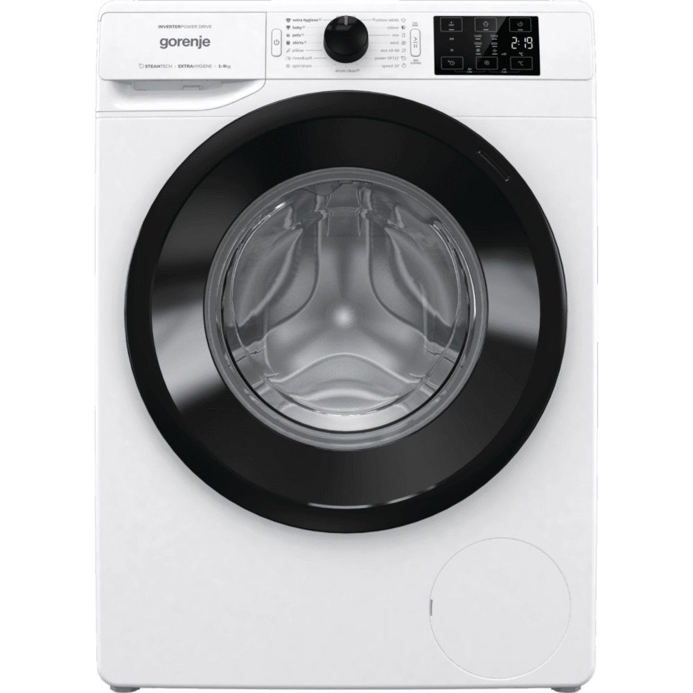 מכונת כביסה פתח חזית 9 ק"ג Gorenje WNEI94AS במהירות 1400 סל"ד - צבע לבן - K.B.V