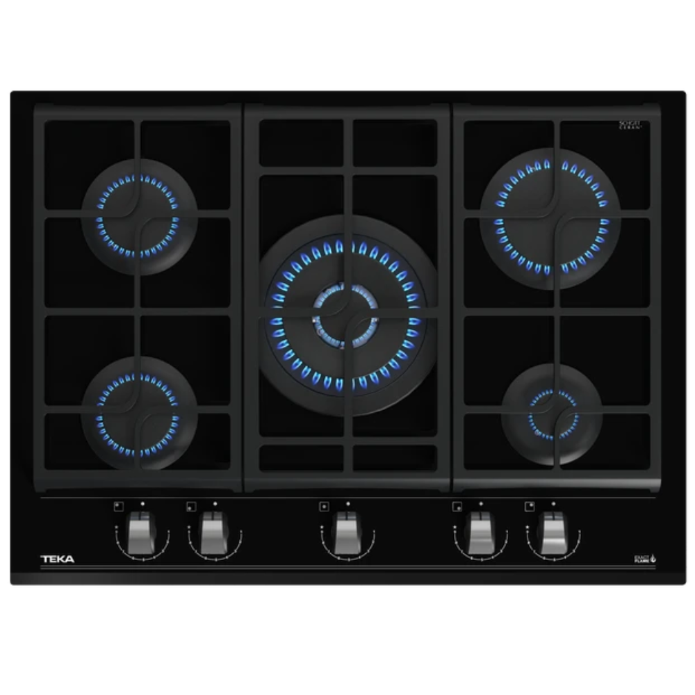 כיריים גז מזכוכית ברוחב 70 ס"מ עם פונקציית ExactFlame 5 מבערים TEKA GZC 75330 XB - יבואן רשמי