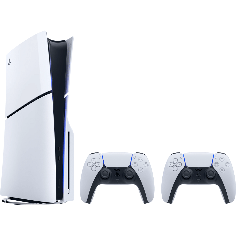 קונסולה Sony PS5 PlayStation 5 Slim 1TB Blu-Ray Edition כולל שני בקרים אלחוטיים - צבע לבן - K.B.V