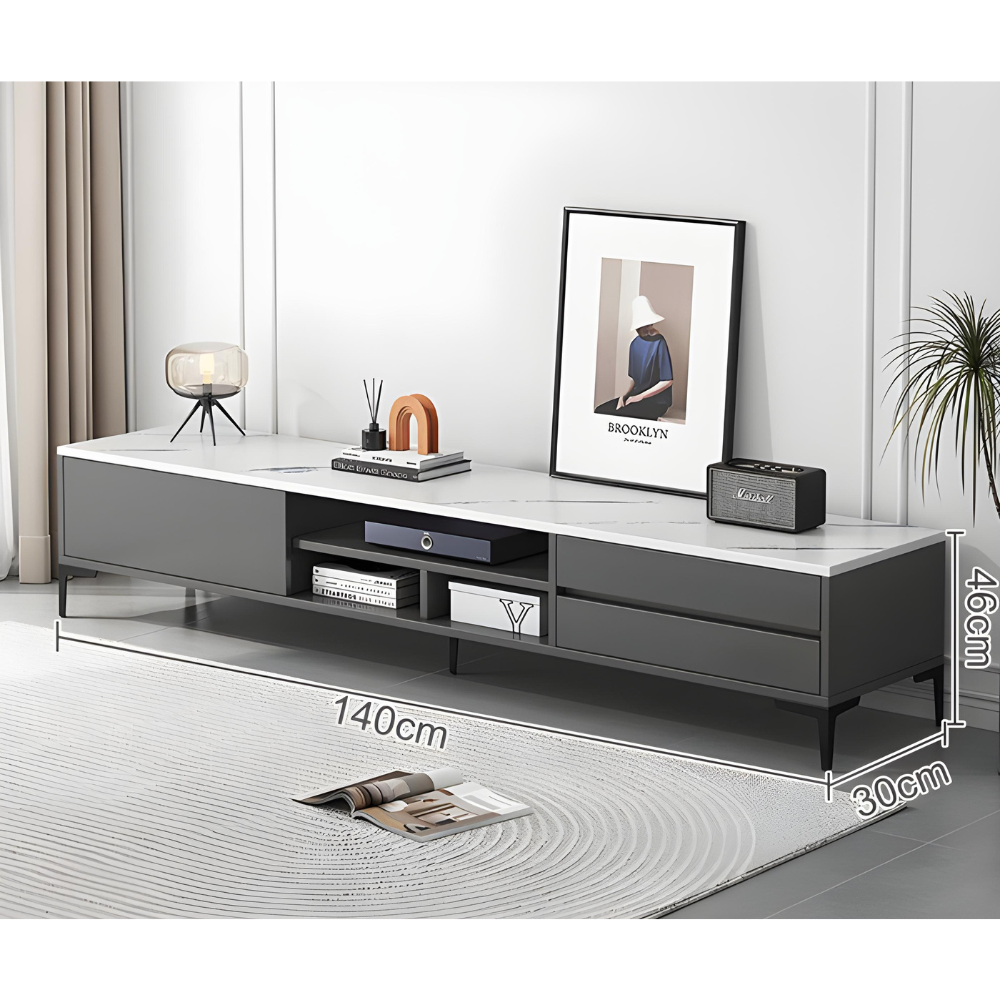 מזנון סלון יוקרתי דגם RSM-2082 רוחב 140 ס"מ צבע אפור לבן מבית Rosso italy - יבואן רשמי