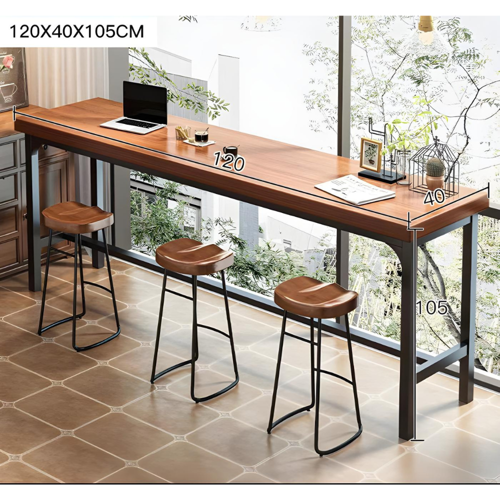 שולחן בר אי למטבח פינת אוכל ענק רוחב 120 ס"מ דגם RSM-2059 צבע שחור בשילוב עץ מבית Rosso italy - יבואן רשמי