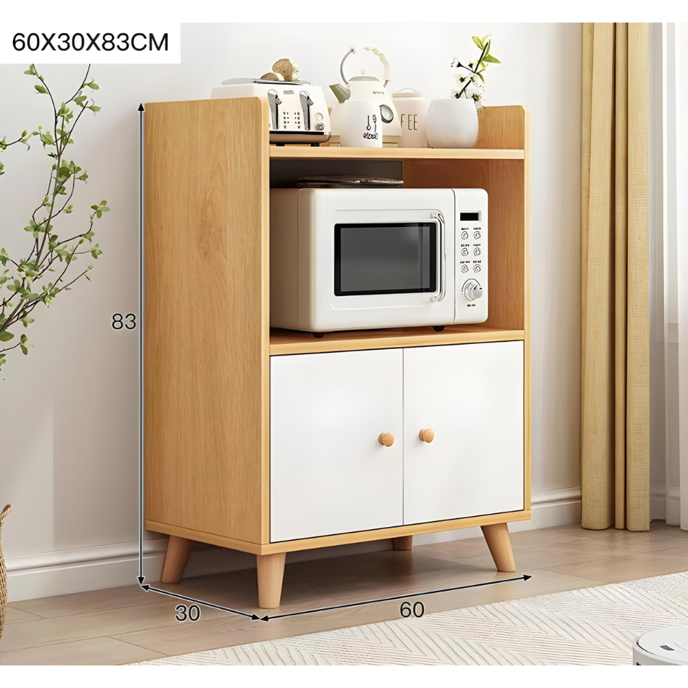 ארונית למיקרוגל גובה 83 ס"מ דגם RSM-2097 צבע עץ משולב לבן מבית Rosso italy - יבואן רשמי