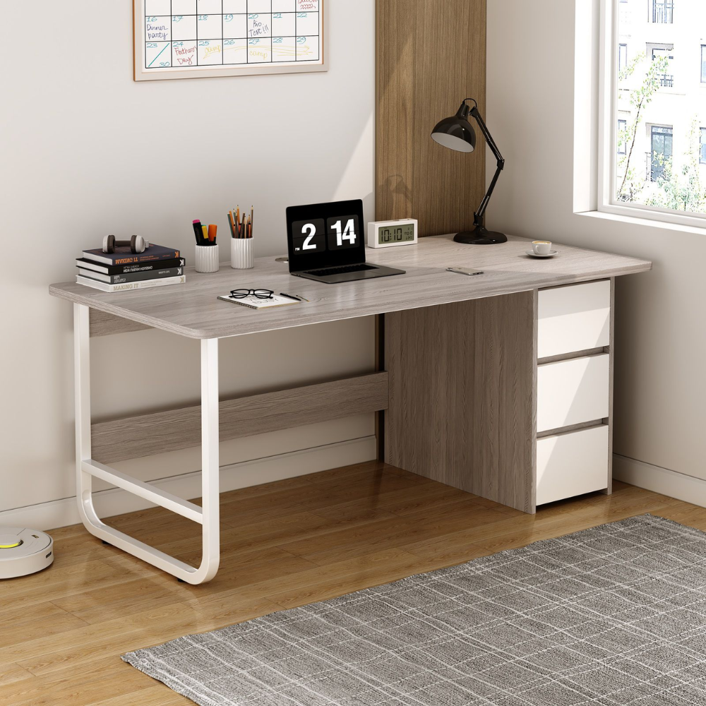 שולחן מחשב כתיבה כולל מגירות ברוחב ענק של 1.4 מטר Rosso Italy RSM-3026 צבע אפור - יבואן רשמי