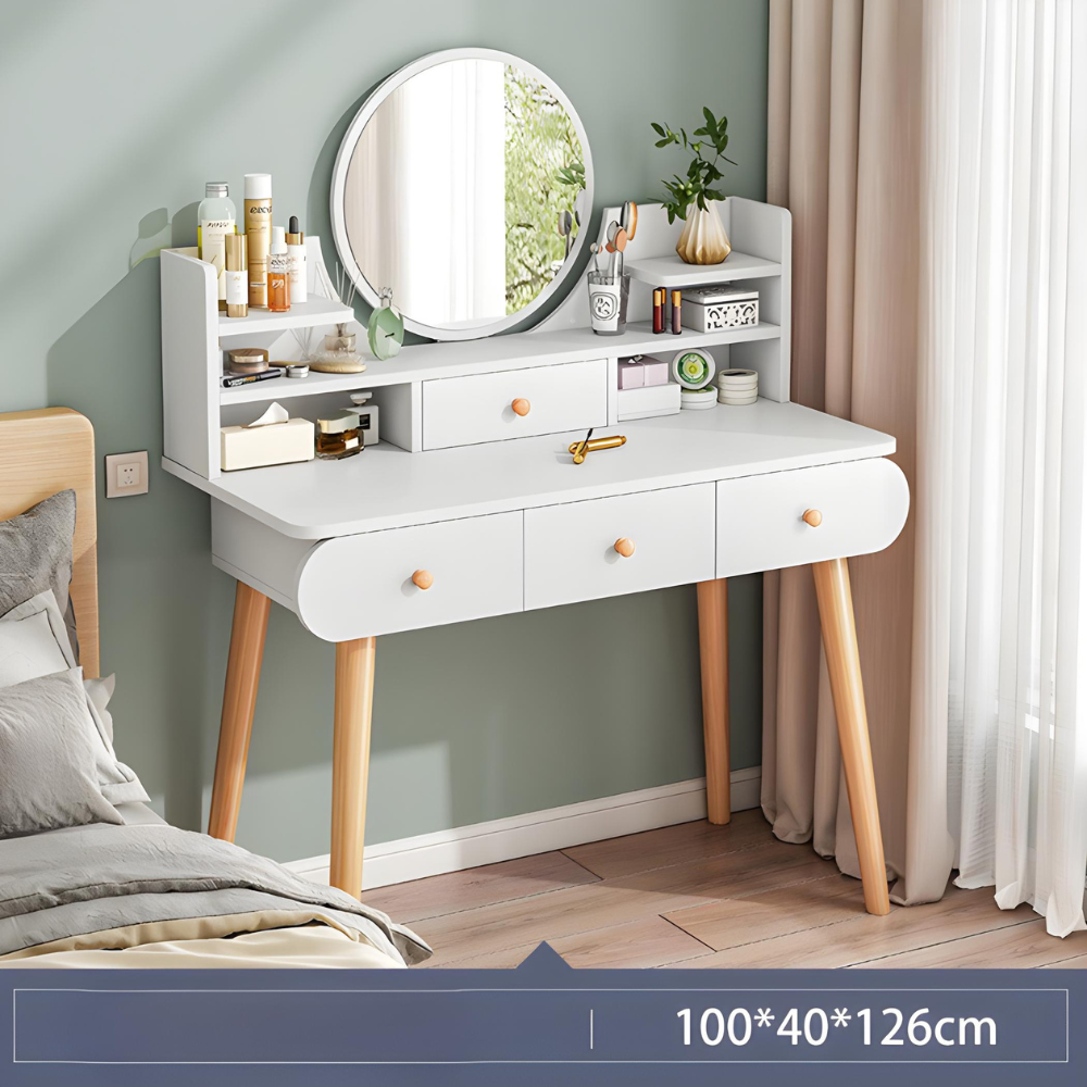 שידת איפור עם מראה ותאורת לד ברוחב מטר Rosso Italy RSM-3051 בצבע לבן - יבואן רשמי