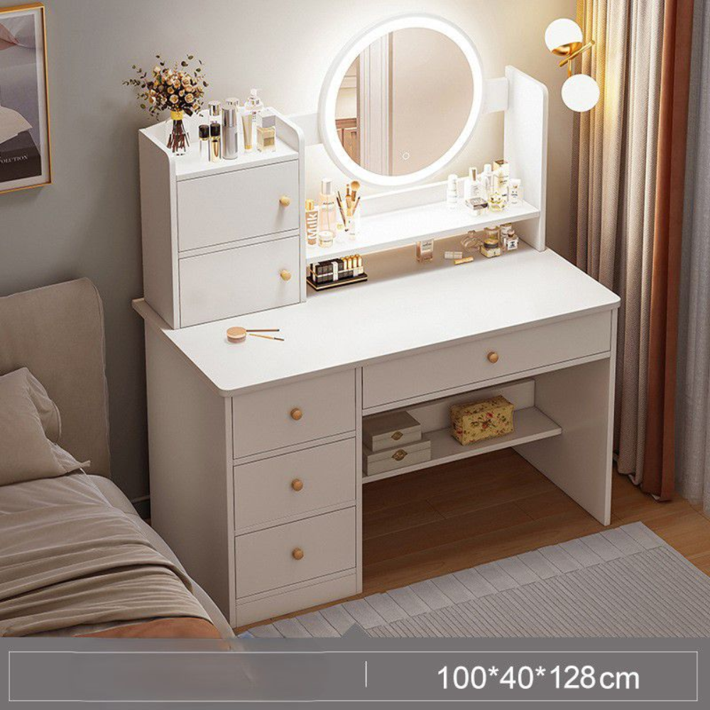 שידת איפור עם מראה ותאורת לד ברוחב מטר Rosso Italy RSM-3056 בצבע לבן - יבואן רשמי