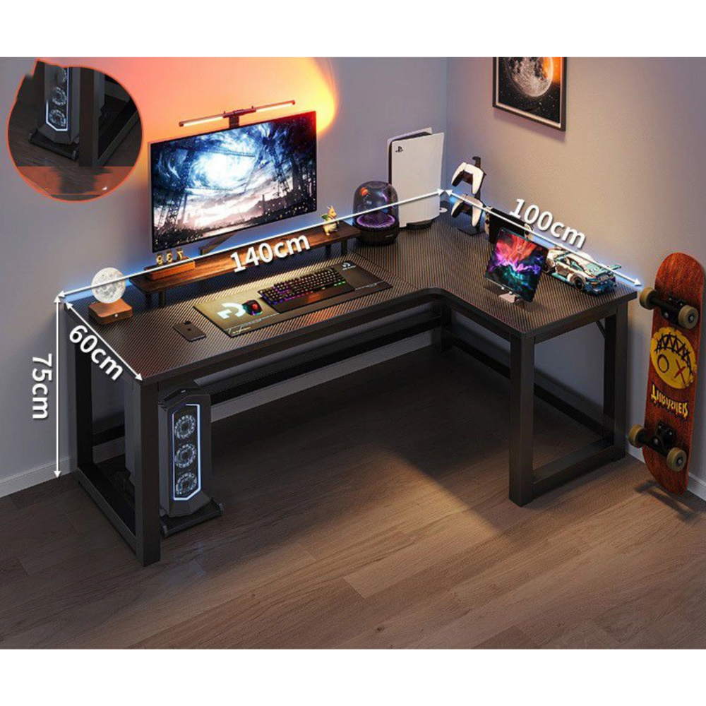 שולחן גיימר פינתי 1.4 מטר צבע שחור דגם Rosso Italy RSM-3131 - יבואן רשמי