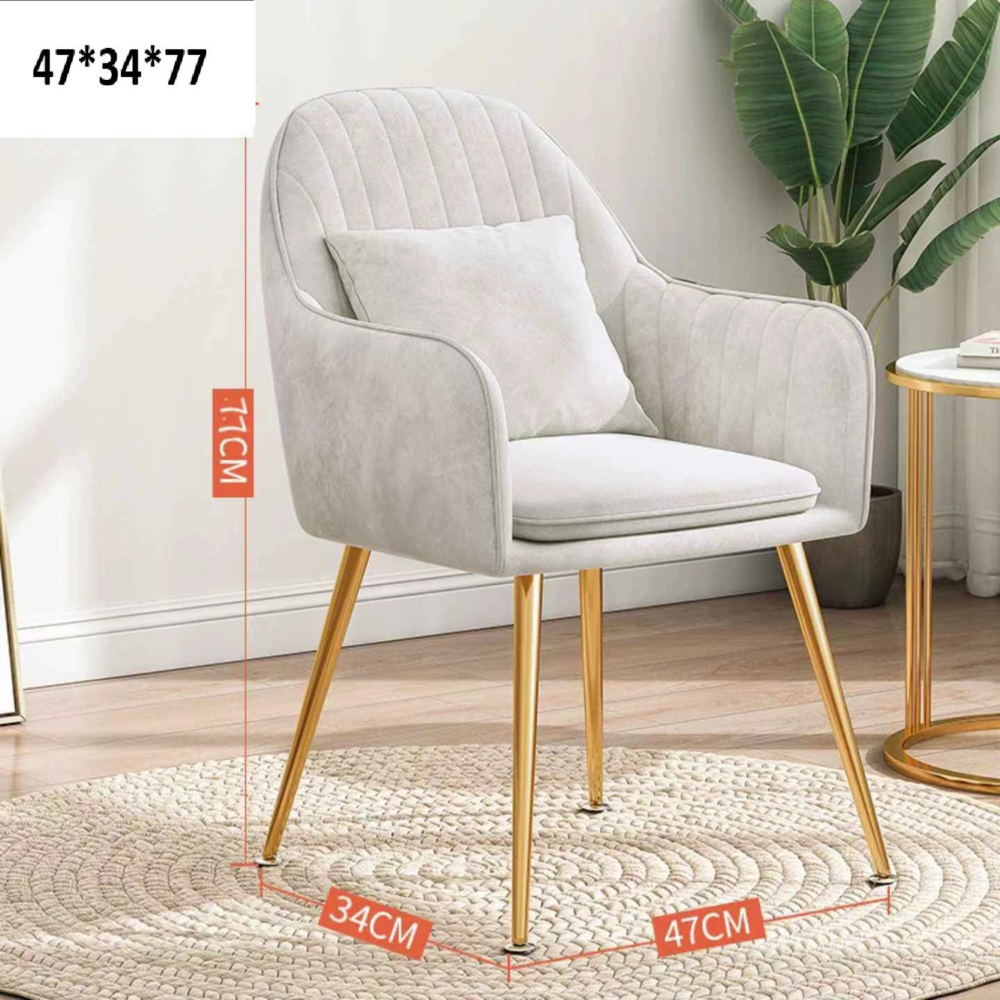 כסא מעוצב ונוח בריפוד קטיפה יוקרתי לפינת אוכל/שידת איפור דגם RSM-2118 צבע שמנת ROSSO ITALY - יבואן רשמי