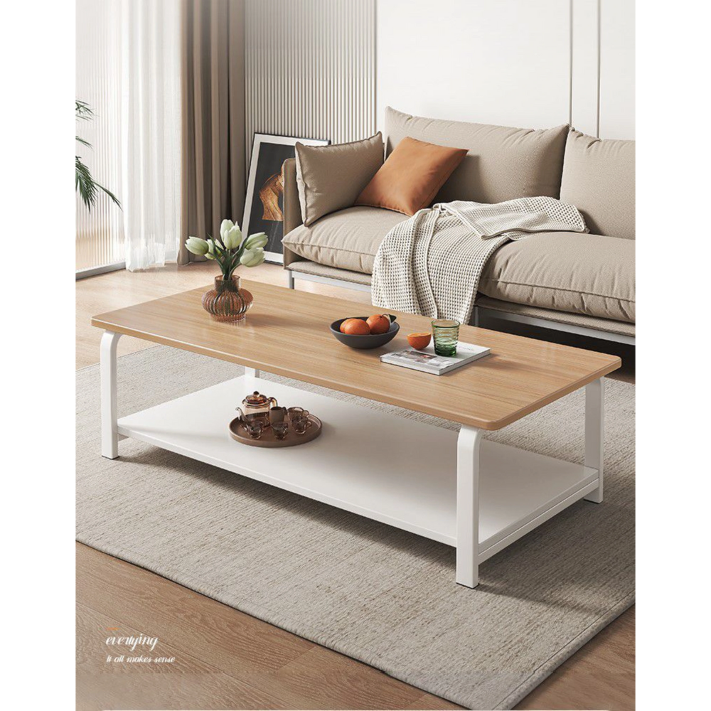 שולחן סלון יוקרתי ברוחב 80 ס"מ Rosso Italy RSM-2109 שלדה לבנה בשילוב עץ - יבואן רשמי